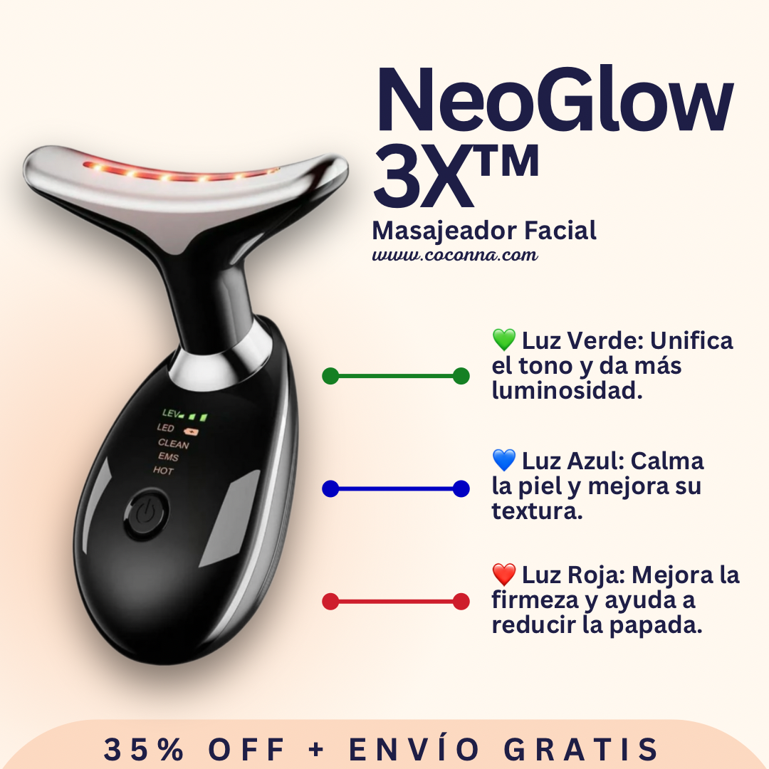 NeoGlow 3X™ 💝 Masajeador facial Antiedad, recargable.