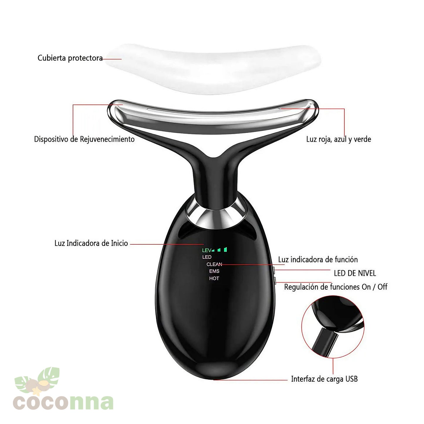 NeoGlow 3X™ 💝 Masajeador facial Antiedad, recargable.