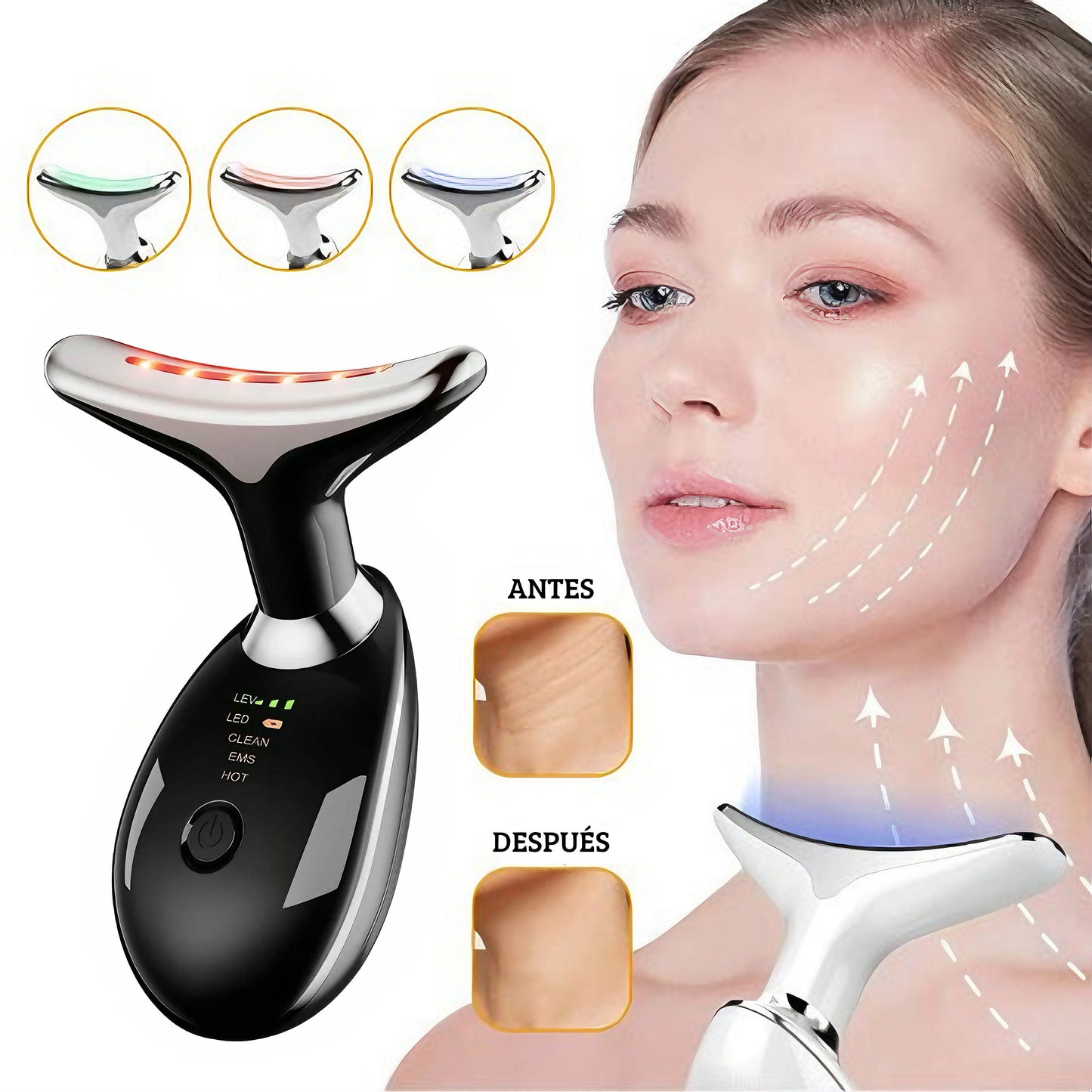 NeoGlow 3X™ 💝 Masajeador facial Antiedad, recargable.
