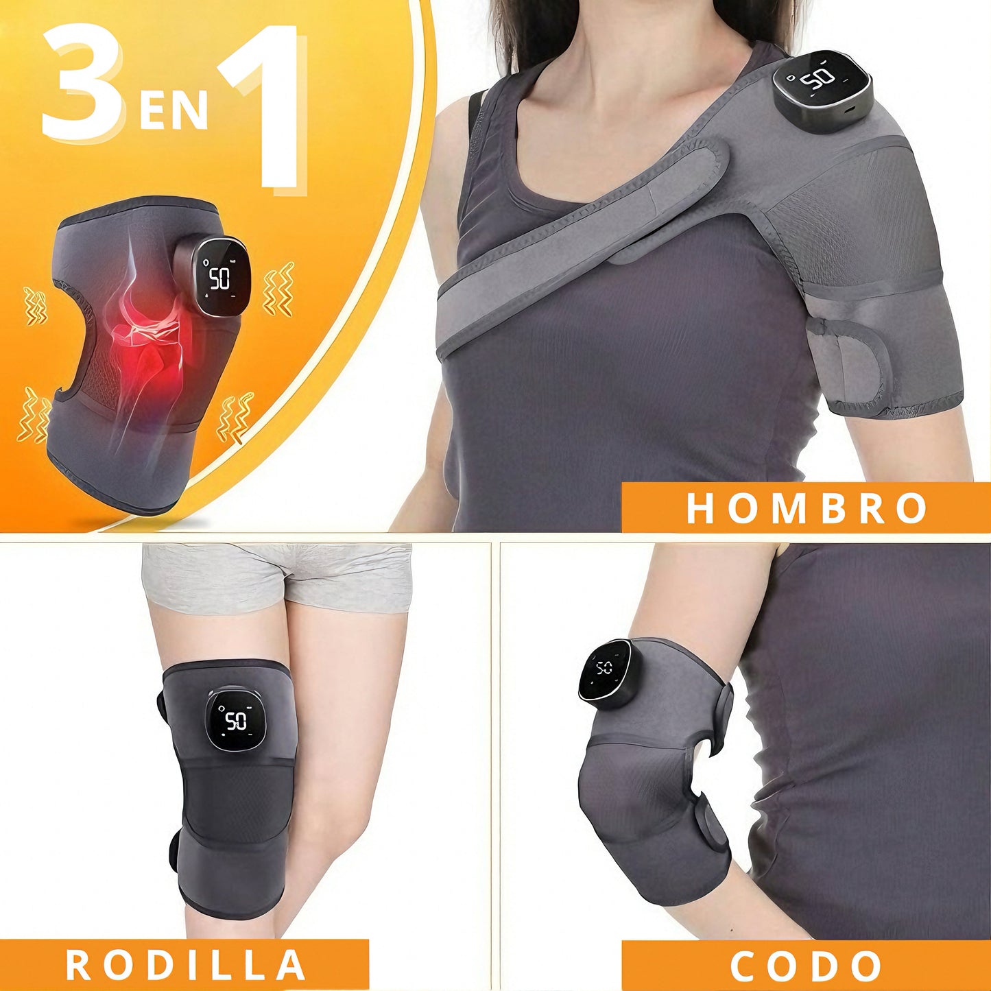 CalmoFlex 3X™ 🔥 Rodillera 3 en 1, recargable USB-C.