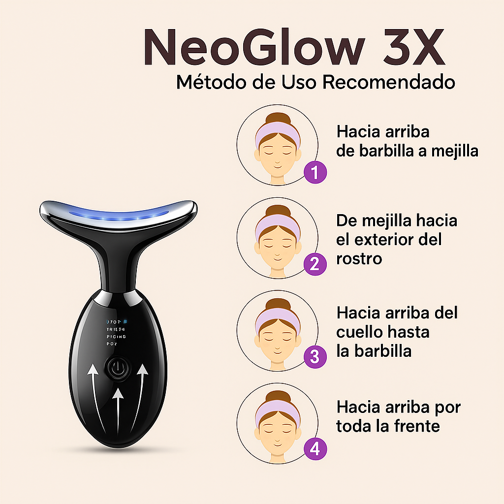 NeoGlow 3X™ 💝 Masajeador facial Antiedad, recargable.