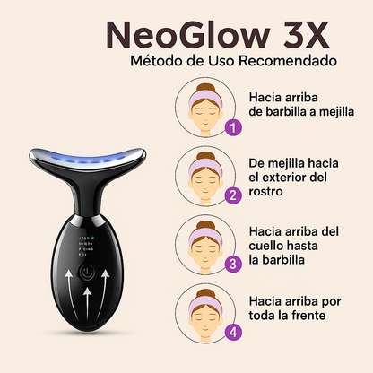 NeoGlow 3X™ 💝 Masajeador facial Antiedad, recargable.